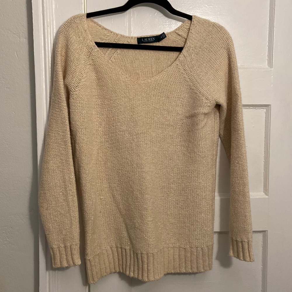 Lauren Ralph Lauren Cream V-Neck Sweater